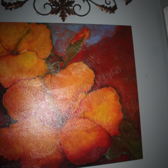 Vibrant Hibiscus ll 30 x 30 Signed Ghislaine Wall Art - Picture 5 of 16